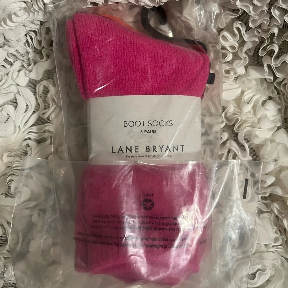 BNWT! Lane Bryant Pink,cherry,orange Boot Socks 3 pairs 🩷❤️🧡 - Picture 1 of 4